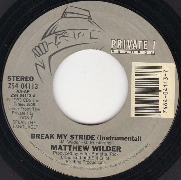 Matthew Wilder : Break My Stride (7", Car)