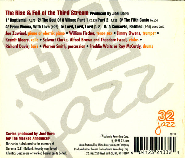 Joe Zawinul : The Rise & Fall Of The Third Stream (CD, Album, RE)