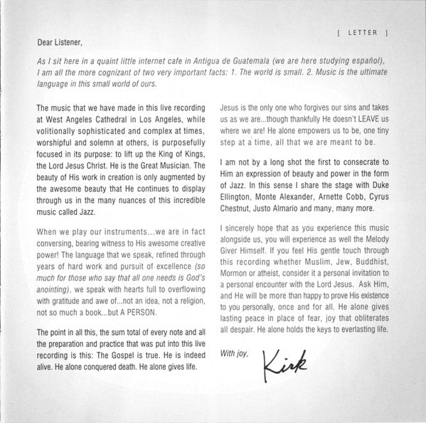 Kirk Whalum Featuring Jonathan Butler, Kim Burrell, George Duke, Paul Jackson, Jr.* & Tata Vega : The Gospel According To Jazz Chapter II (CD, Album)