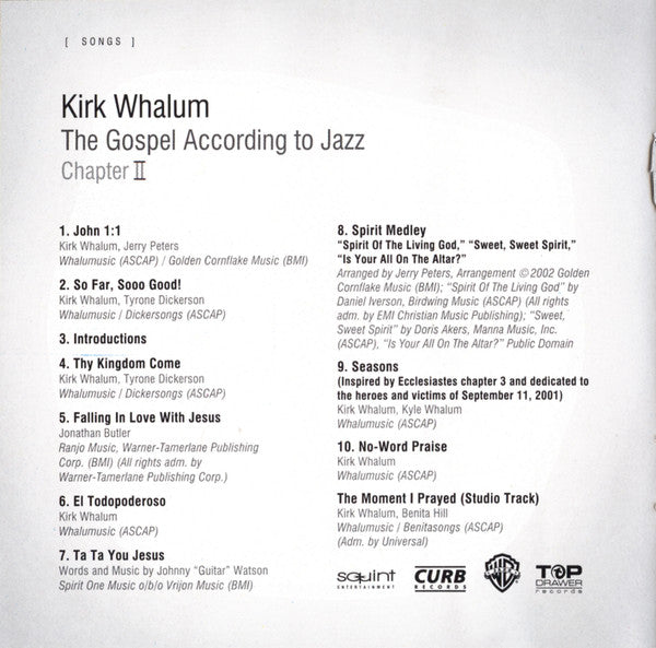 Kirk Whalum Featuring Jonathan Butler, Kim Burrell, George Duke, Paul Jackson, Jr.* & Tata Vega : The Gospel According To Jazz Chapter II (CD, Album)