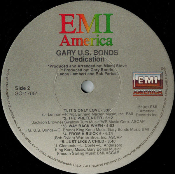 Gary U.S. Bonds : Dedication (LP, Album, Jac)