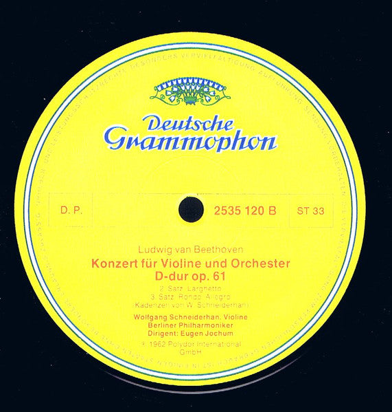 Ludwig Van Beethoven - Wolfgang Schneiderhan, Berliner Philharmoniker, Eugen Jochum : Violinkonzert (LP, RE)