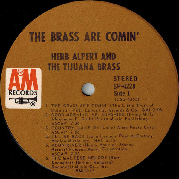 Herb Alpert & The Tijuana Brass : The Brass Are Comin' (LP, Album, Ter)