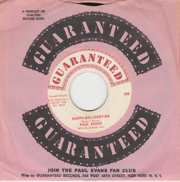 Paul Evans : Happy-Go-Lucky-Me (7", Single)