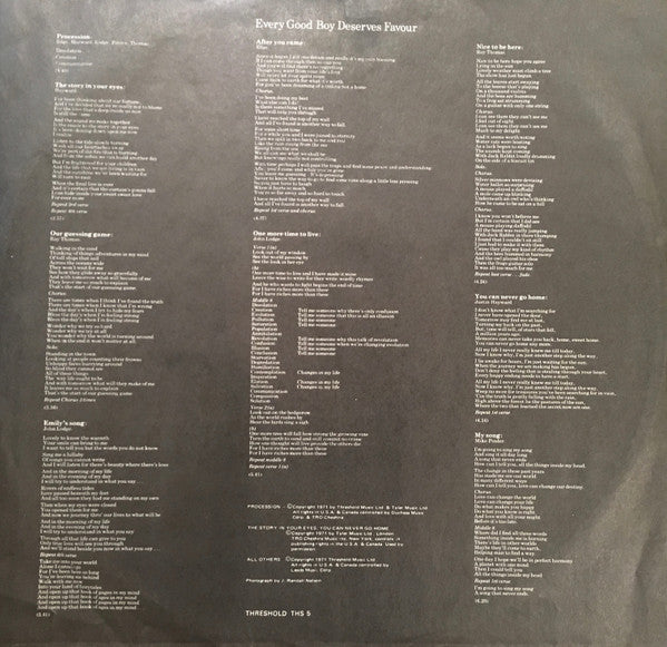 The Moody Blues : Every Good Boy Deserves Favour (LP, Album, PR )