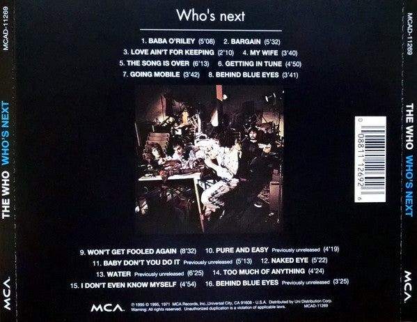 The Who : Who's Next (CD, Album, RE, RM, Tec)