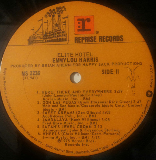 Emmylou Harris : Elite Hotel (LP, Album, Pit)