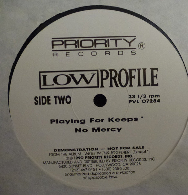Low Profile : Funky Song / Playing For Keeps / No Mercy (12", Maxi, Promo)