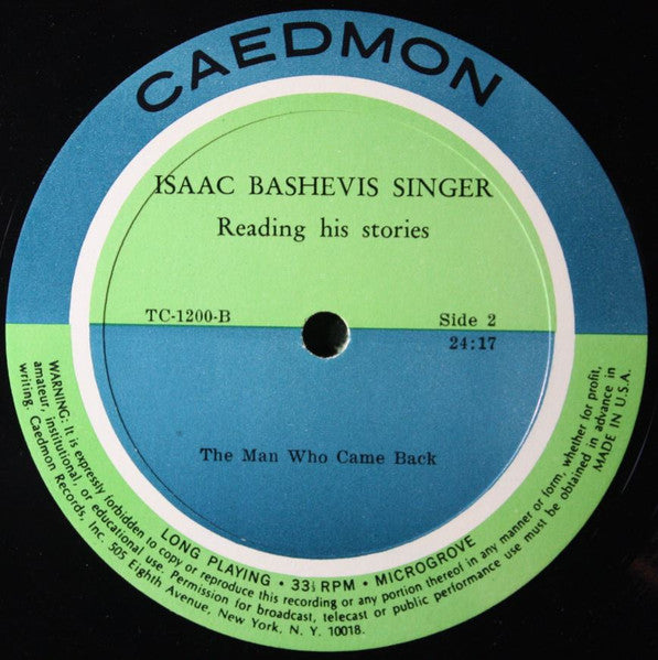 Isaac Bashevis Singer : Reading Gimpel The Fool And The Man Who Came Back (LP)