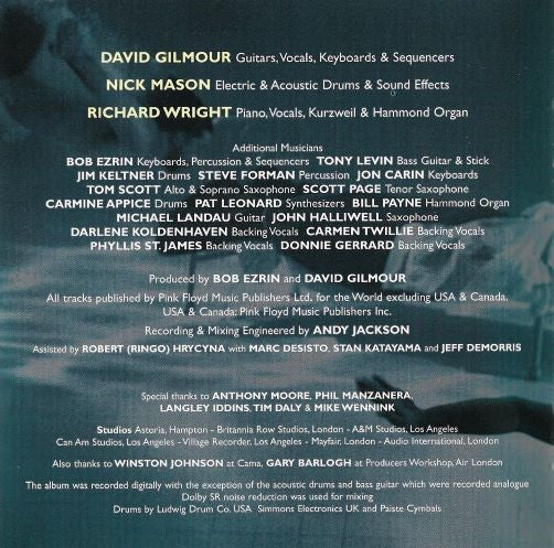 Pink Floyd : A Momentary Lapse Of Reason (CD, Album, RE, RM, Gat)