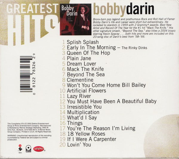 Bobby Darin : The Hit Singles Collection (CD, Comp, Mono, RP)