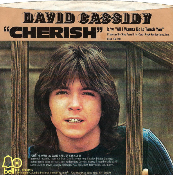 David Cassidy : Cherish / All I Wanna Do Is Touch You (7", Single, Styrene, Pre)