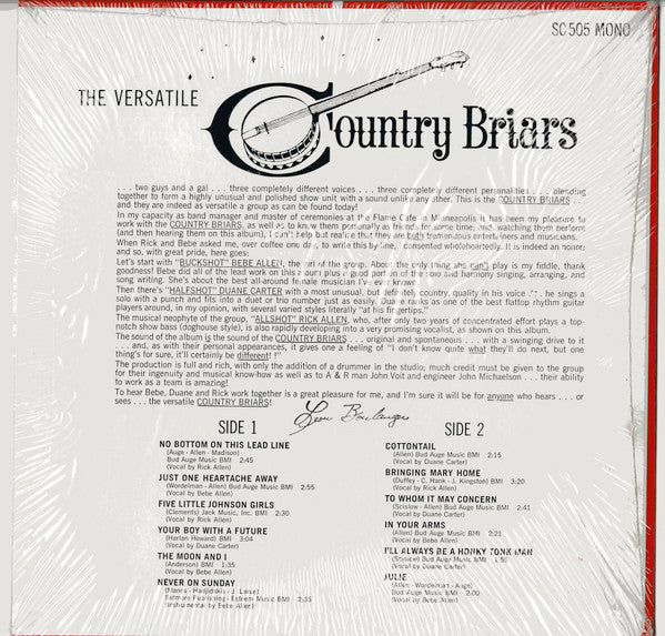 Country Briars : The Versatile Country Briars (LP, Album, Mono)