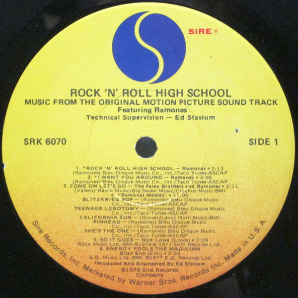 Various Featuring Ramones : Rock 'N' Roll High School (Music From The Original Motion Picture Soundtrack) (LP, Comp, Los)