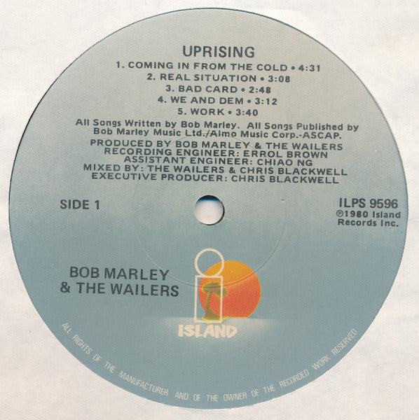 Bob Marley & The Wailers : Uprising (LP, Album, Jac)