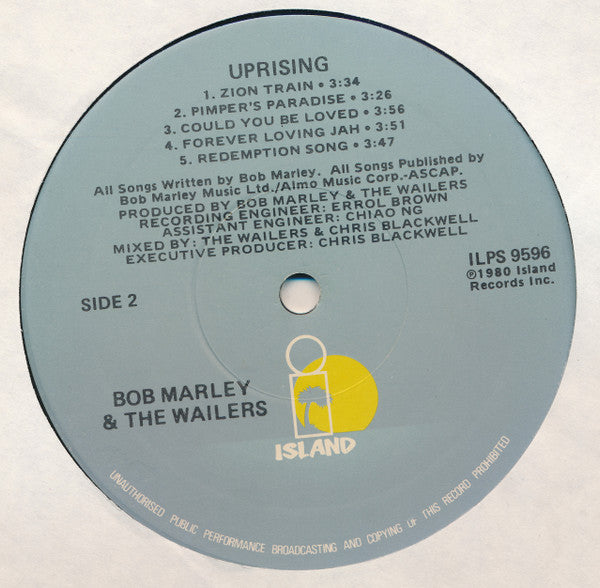 Bob Marley & The Wailers : Uprising (LP, Album, Jac)
