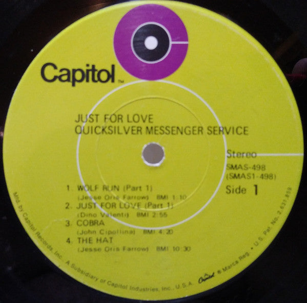 Quicksilver Messenger Service : Just For Love (LP, Album, Gat)