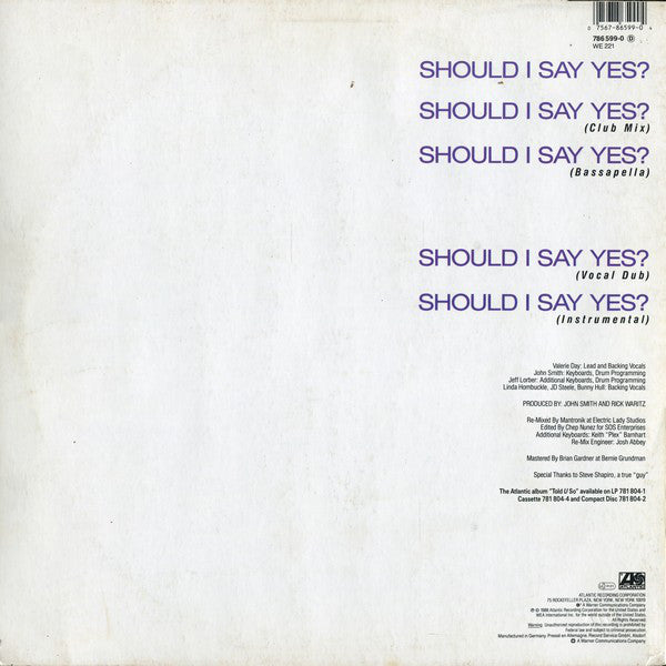 Nu Shooz : Should I Say Yes? (12")
