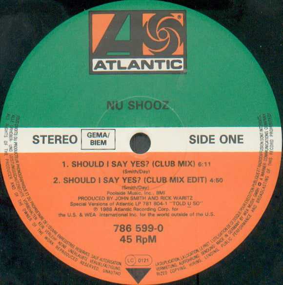 Nu Shooz : Should I Say Yes? (12")