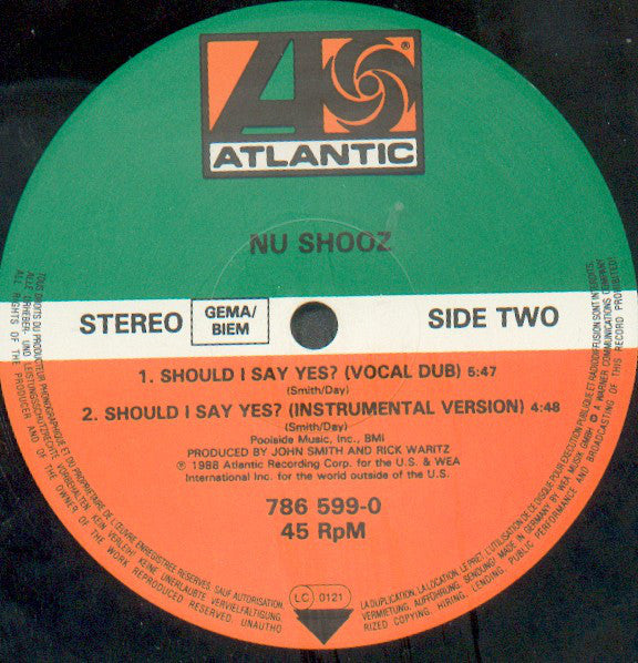 Nu Shooz : Should I Say Yes? (12")