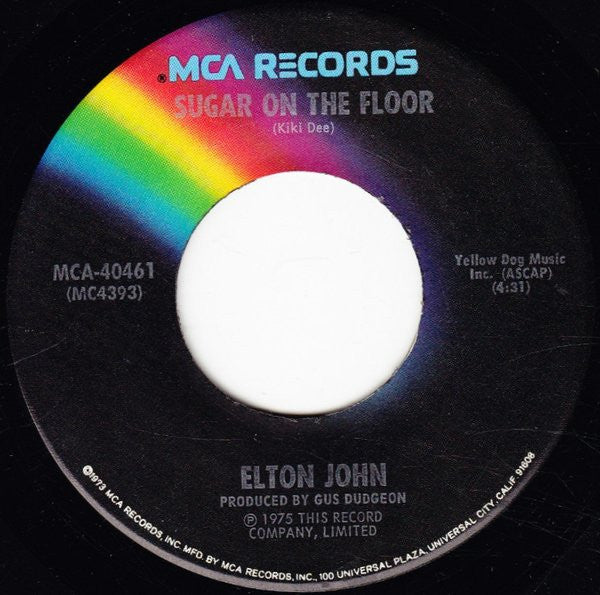 Elton John : Island Girl / Sugar On The Floor (7", Single, Pin)