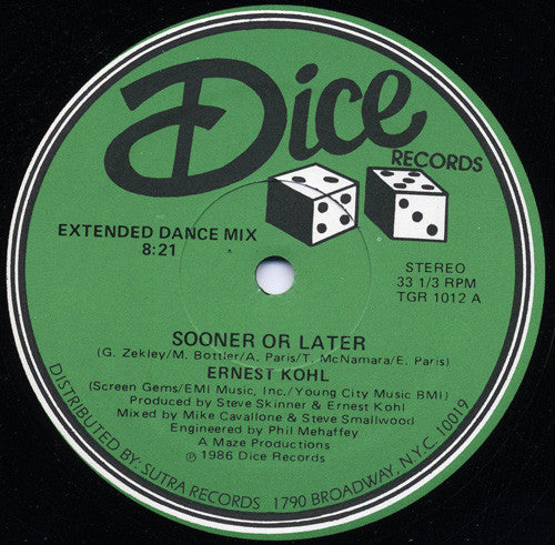 Ernest Køhl* : Sooner Or Later (Extended Dance Mix) (12")