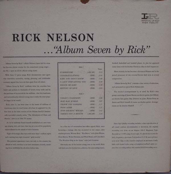 Rick Nelson* : Album Seven By Rick (LP, Album, Mono)