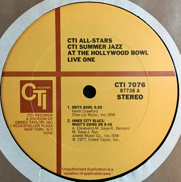 CTI All-Stars : CTI Summer Jazz At The Hollywood Bowl Live One (LP, No )