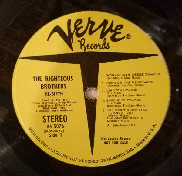 The Righteous Brothers : Re-Birth (LP, Promo)