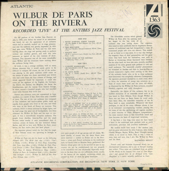 Wilbur De Paris : On The Riviera (LP, Mono, Promo)
