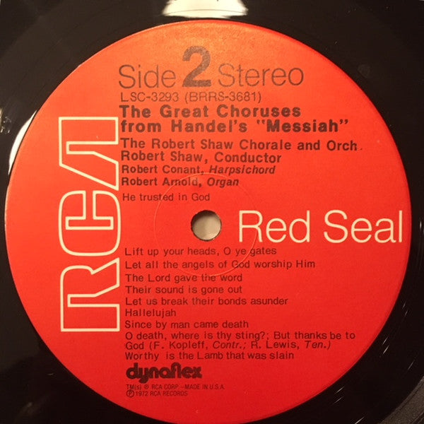 Handel*, Robert Shaw Chorale* And Orchestra*, Robert Shaw : The Great Choruses From Handel's Messiah (LP, Album)