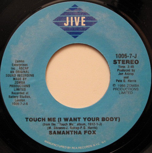 Samantha Fox : Touch Me (I Want Your Body) (7", Single, Styrene)