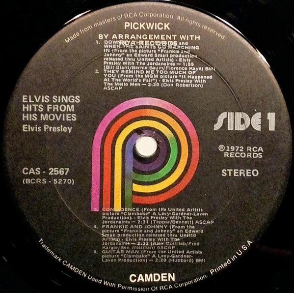 Elvis* : Sings Hits From His Movies, Volume 1 (LP, Comp, RE)