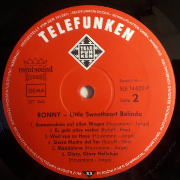 Ronny (4) : Little Sweetheart Belinda (LP, Album)