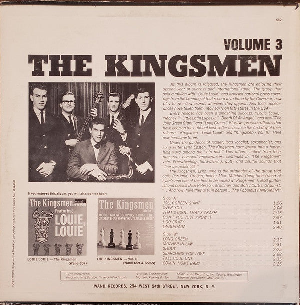 The Kingsmen : The Kingsmen Volume 3 (LP, Album, Mono, M/Print, Pit)