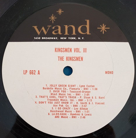 The Kingsmen : The Kingsmen Volume 3 (LP, Album, Mono, M/Print, Pit)