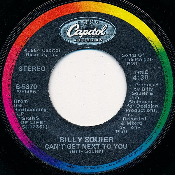 Billy Squier : Rock Me Tonight (7", Single, Jac)