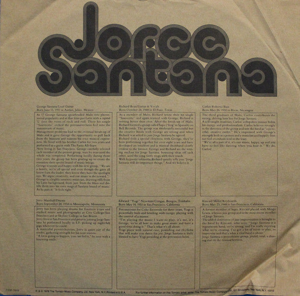 Jorge Santana : Jorge Santana (LP, Album)