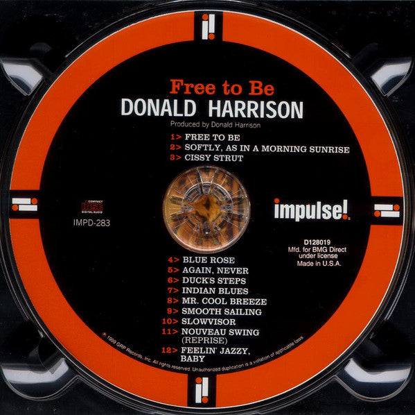 Donald Harrison : Free To Be (CD, Album, Club, dig)