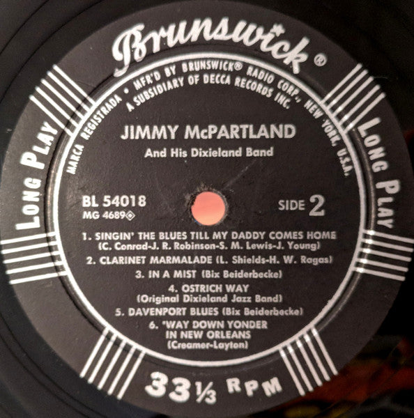 Jimmy McPartland And His Dixieland Band : Jimmy McPartland And His Dixieland Band (LP, Album, Styrene)