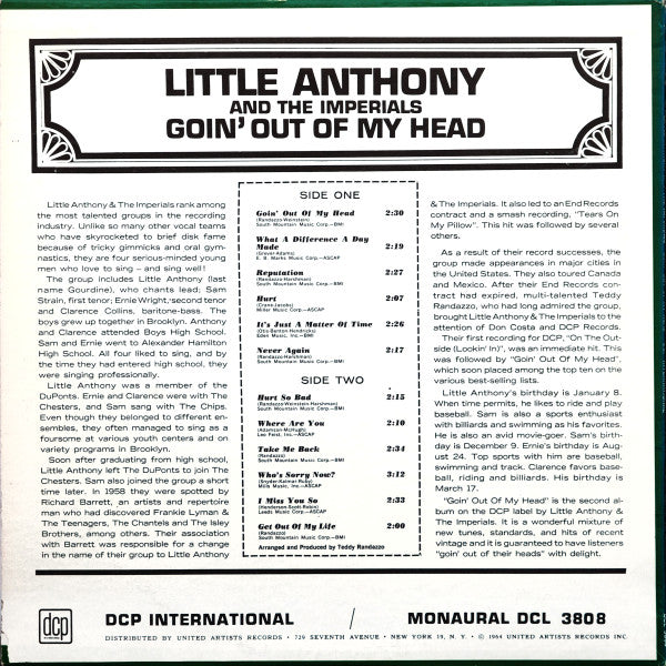 Little Anthony And The Imperials* : Goin' Out Of My Head (LP, Album, Mono)