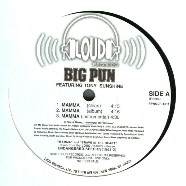 Big Pun* : Mamma / Brave In The Heart (12", Single, Promo)