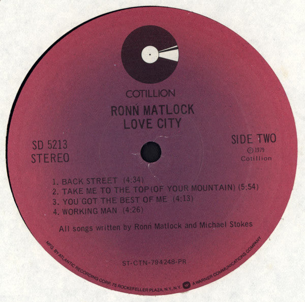 Ronń Matlock* : Love City (LP, Album, PR )
