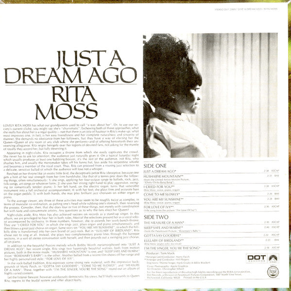 Rita Moss : Just A Dream Ago (LP, Album)