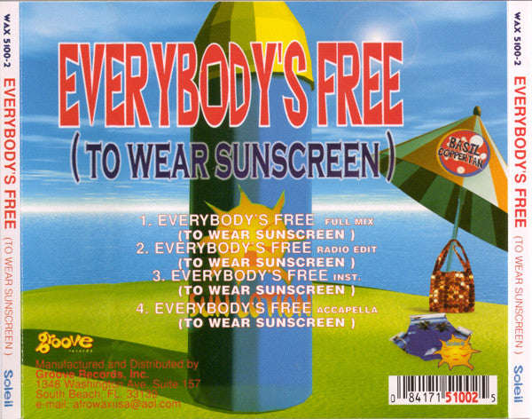 Basil Coppertan : Everybody's Free (To Wear Sunscreen) (CD, Single)