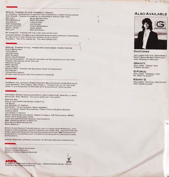 Kenny G (2) : Silhouette (LP, Album, Hau)