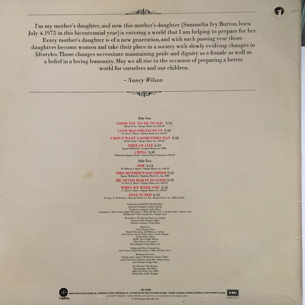Nancy Wilson : This Mother's Daughter (LP, Album)