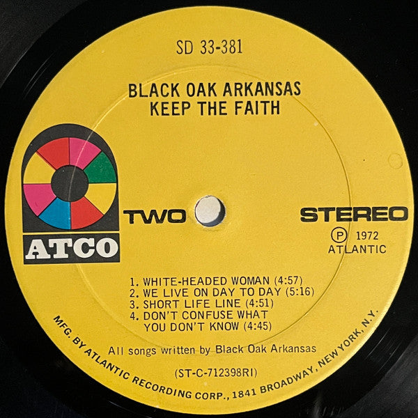Black Oak Arkansas : Keep The Faith (LP, Album, RI )