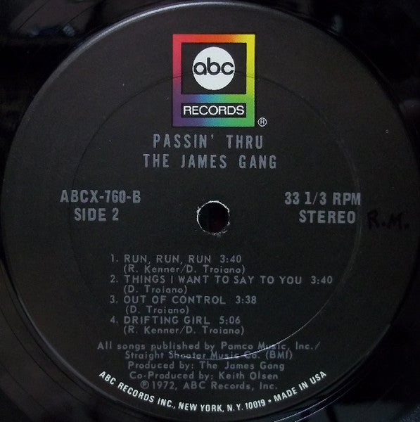 James Gang : Passin' Thru (LP, Album, Ter)