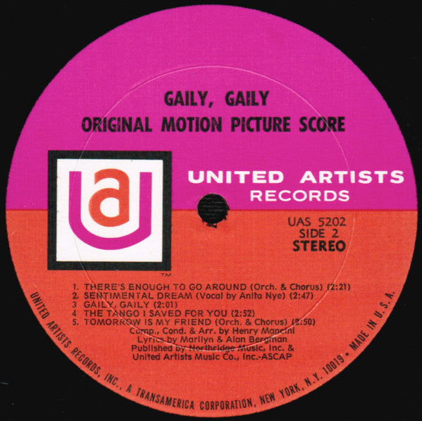 Henry Mancini : Gaily, Gaily (The Original Motion Picture Score) (LP, Album, All)